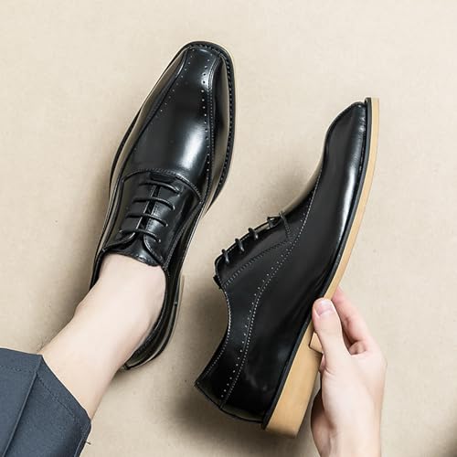 Mens Business Tuxedo Dress Oxford Shoes, Pointed Toe Lace-up Leather Dress Comfortable Fashion Footwear for Wedding Business3