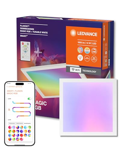LEDVANCE SMART + WIFI PLANON MAGIC LED Panelleuchte, wei&szlig;, 18W, 1600lm, Wei&szlig;lichtfunktion, dimmbar, dynamischer Magic-RGB Lichteffekt, lange Lebensdauer, App-steuerbar, einfache Montage, 2700-6500K
