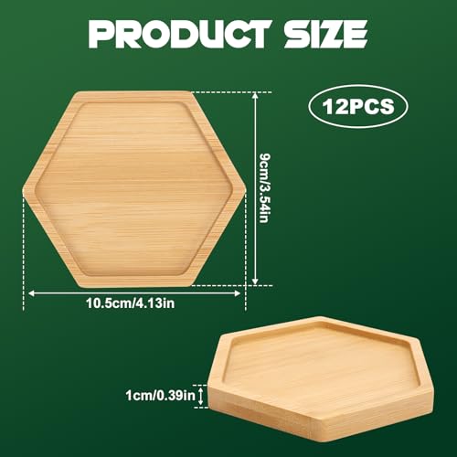 12 Stück 10cm Bambus Untersetzer sechseckig, Mosaik Untersetzer Bastelset, Leere Holzuntersetzer aus Bambus für DIY Mosaik Basteln, Getränke- & Tassenuntersetzer