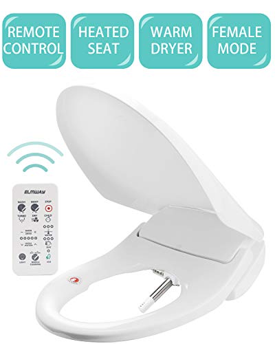 ELMWAY EB-645R Electric Bidet Seat Smart Toilet Seat Elongated White Self Cleaning Nozzle