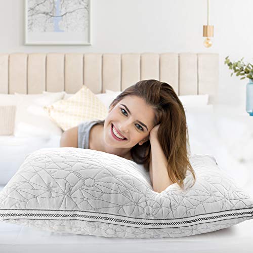 Image of Nestl Gel-Infused Memory Foam Pillow | Shredded Memory Foam Pillow | Cooling Pillow Cover | CertiPUR US Approved |Pillows for Sleeping - Queen - 1 Pack
