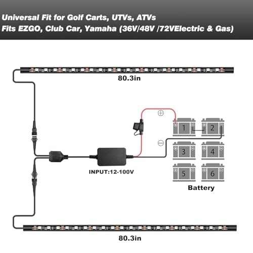 2PCS Golf Cart LED Kit with Reducer