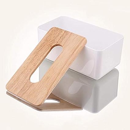 JK Enterprise 1pc Rectangle Shape Wooden Cover Plastic Tissue Box Holder | Paper Napkin Holder Case | Tissue Holder Dispenser Organizer for Car Decor Home Room Hotel