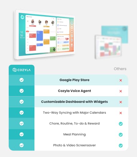 Image of Cozyla Calendar Plus 2: 24 inch Smart Digital Calendar with Google Play Store | Customizable Dashboard, Electronic Touch Screen Wall Planner with Voice Agent, Chore Chart＆Reward, Meal Planner & Wall Mount