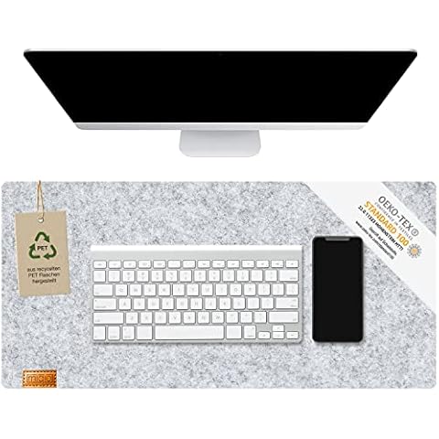 MIQIO® Design Desk Mat Made of Sustainable Felt | 27 x 13 inches Washable | Oekotex Certified Gaming Mouse Pad for Desk | Computer Mat Protector for Desk | Mottled Grey Cover