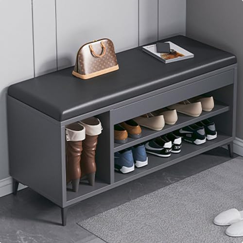 Étagère à chaussures multicouche avec tabouret long moderne et meuble de salon