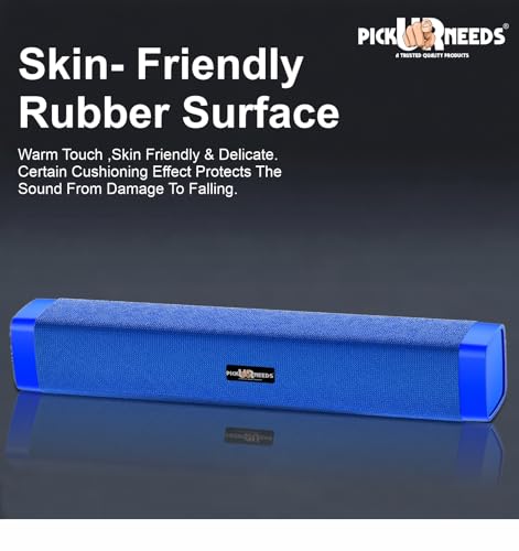 Image of Pick Ur Needs Rechargeable 10W Wireless Bluetooth Soundbar Speaker with 1200mAh Battery, FM Radio, TF Card, USB & AUX Support - 4 Hours Playtime Home & Outdoor Speakers (Blue)