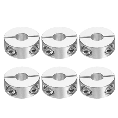 QUARKZMAN 6 Stück Geteilte Klemmringe für Welle, 8mm Bohrung 25mm AD 10mm Breite Stellringe Aluminiumlegierung Gewindestift Wellenkragen