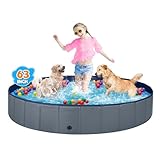 Jecoo Dog Pool for Large Dogs Kiddie Pool Hard Plastic Foldable Dog Bathing Tub Portable Outside Kids Swimming for Pets and Dogs Outdoor Backyard