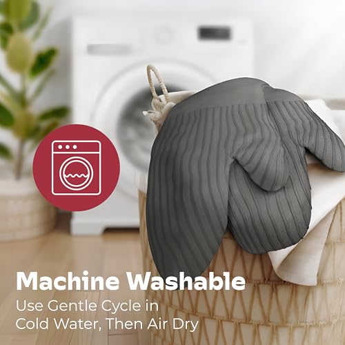 Big Red House - Silicone Oven Mitts - Gray Set of 2-12.5" - Heat Resistant to 536 F / 280 C Kitchen Gloves - Professional Grade Protection Hot Cooking Baking - Image 7