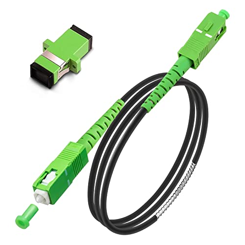 Image of SC /APC to SC /APC Fiber Optic Internet Cable, Armored Single Mode Patch Cable, Fiber Optic Jumper Optical Patch Cord - SIMPLEX - 9 /125um - OS1 /OS2 Compatible, LSZH Black, 1m