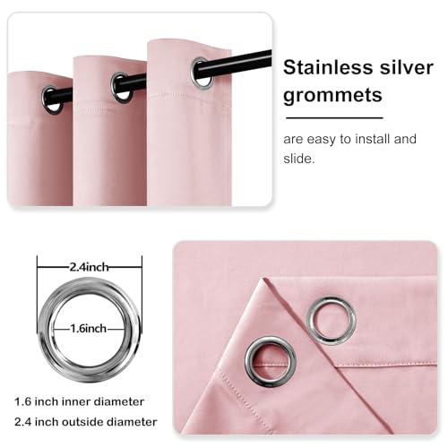 Image of DWCN Blush Pink Room Darkening Blackout Curtains for Bedroom, Thermal Insulated Privacy Grommet Drapes for Living Room - 42 x 84 Inches Long, 2 Panels