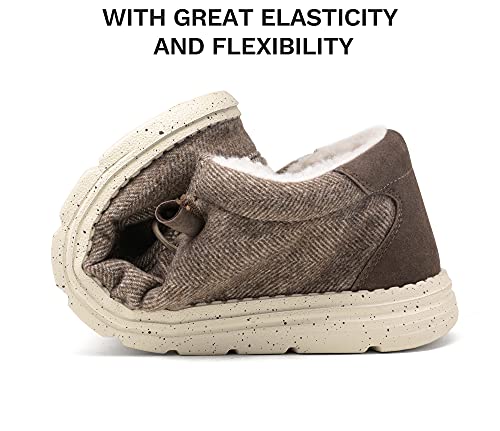 Bruno Marc Men's Slip-on Faux Fur Lined Loafers Casual Shoes Lightweight Comfortable Boat Shoe,Size 9.5,Brown,SBLS214M