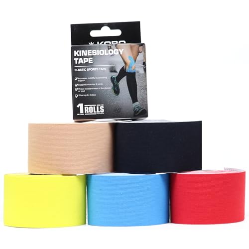 Image of Kobo Waterproof Kinesiology Tape (5 m X 5 cm) Latex Free Breathable Athletic Sports Tape for Injury, Muscle Support, Pain Relief, Joint Support and Physiotherapy (Imported)