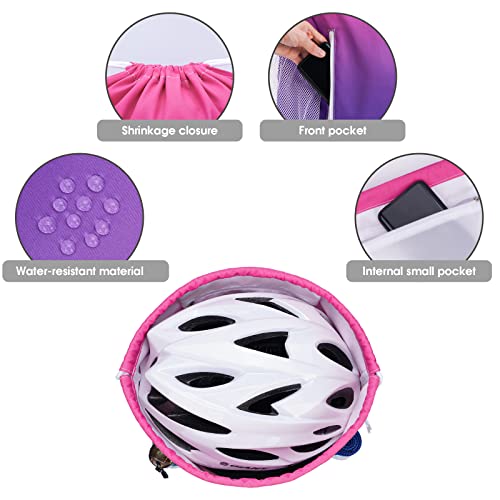 Image of WANDF Drawstring Backpack Sports Gym Sackpack with Mesh Pockets Water Resistant String Bag for Women Men (Rose Red)