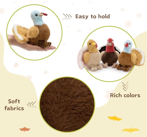 Image of Thanksgiving Turkey Stuffed Animal with 3 Babies, 14 inch Fall Plush