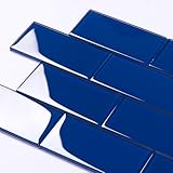 Adedeo Glass Subway Tile 3 x 6 Inch Cobalt Blue for Kitchen Backsplash Bathroom Wall Pack of 32 Sheets