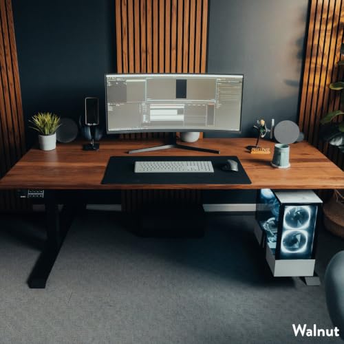 Image of Desky Dual Hardwood Sit Stand Desk White Ash 80 inch Matte Black