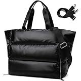 Mabecol Bolso Shopper Mujer Grande 35L Tote Acolchado Impermeable PU,6" Negro