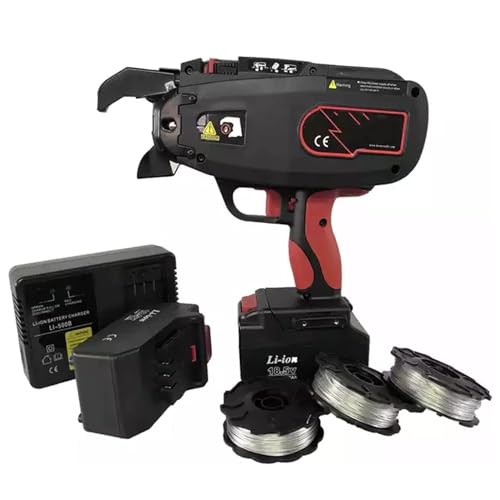 Rebar Tier Tying Gun, Handheld Electric Motor Tool, 18.5V Battery Operated, Includes 2 Rechargeable Batteries & Case, for 4-45mm Diameter Rebar Tying