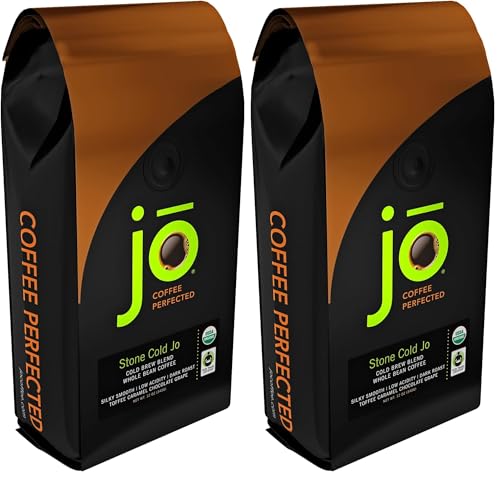 Image of STONE COLD JO: 12 oz, Cold Brew Coffee Blend, Dark Roast, Whole Bean Organic Coffee, Low Acidity, Great Brewed Hot Too, USDA Certified Organic, Fair Trade Certified, NON-GMO (Pack of 2)