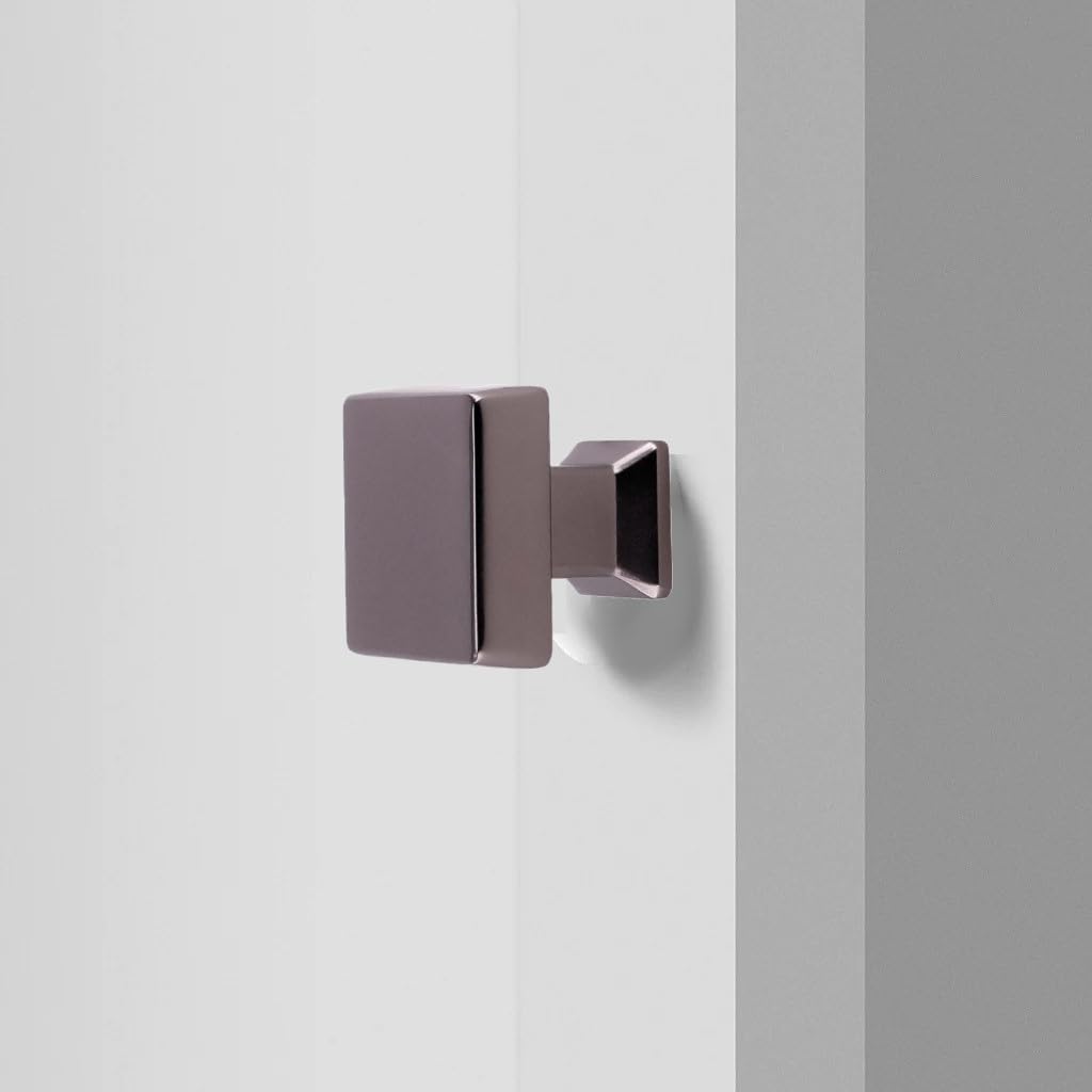 1-1/4 Inch (29.8mm) Colorado Square Knob, Premium Kitchen Cabinet Hardware Knobs. 30mm Projection, Decorative Knobs. (10, Satin Nickel)