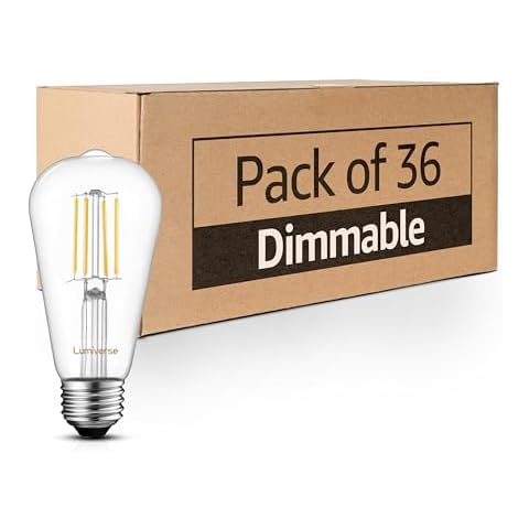 Lumiverse 36 Pack ST21 Led Vintage Edison Light Bulbs, 4000K Cool White, Clear Glass Antique Decorative Filament Bulb with 95+ CRI, E26 led Bulb 60W, 500LM, Non-Dimmable, 5.5W [60W Equivalent] Cover
