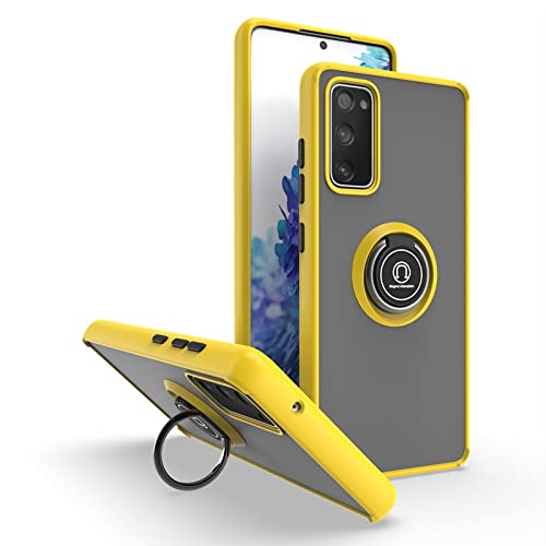 Compatible with Samsung Galaxy S20 Lite / S20 Fan Edition Bracket Phone Case,Compatible with Samsung Galaxy S20 FE / S20 FE 2022 [Car Mount Magnetic Stand] [PC+TPU] Anti-Drop Yellow