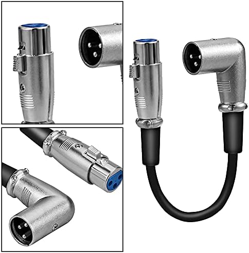 XLR Male to Female 90 Degree Right Angle Extension Cable Microphone Audio Extension Cable Interconnect Connector Plug for Studio Recording