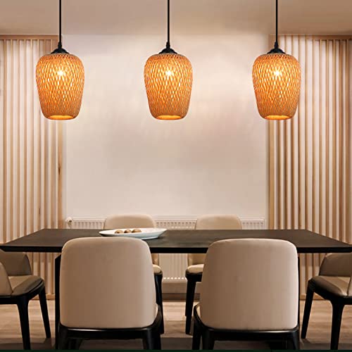 Pendant Lights Kitchen Island, Strawberry Bamboo Pendant Light Fixtures For Kitchen, Small Handwoven Rattan Farmhouse Chandeliers Ceiling Hanging Lamp For Dining Room, Living Room Décor #TOP2