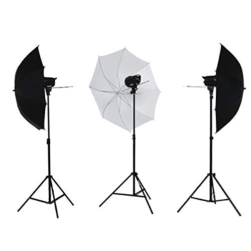 Conjunto para estúdio com 3 Flashes de 200ws e Sombinhas