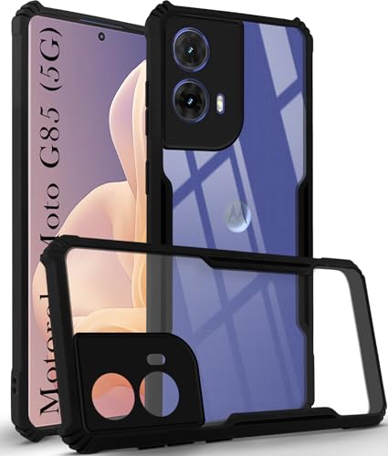 Image of Jkobi Back Cover Case for Motorola Moto G85 5G (Shockproof with Polycarbonate Clear Panel | Professional Black)