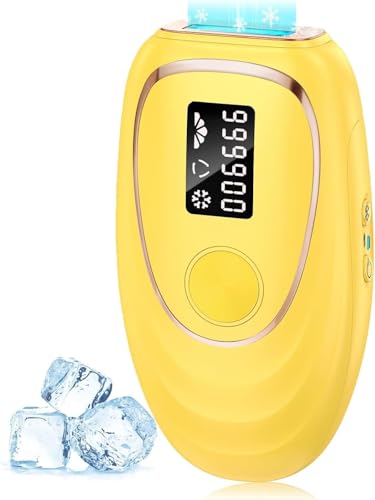 #VerdientProvisionen<br>IPL Geräte Haarentfernung mit Kühlfunktion 999 900 Lichtimpulse 5 Energiestufen Schmerzfreie IPL Haarentfernung Laser Hair Removal für Frauen Männer Bikini Körper und Beine Gelb