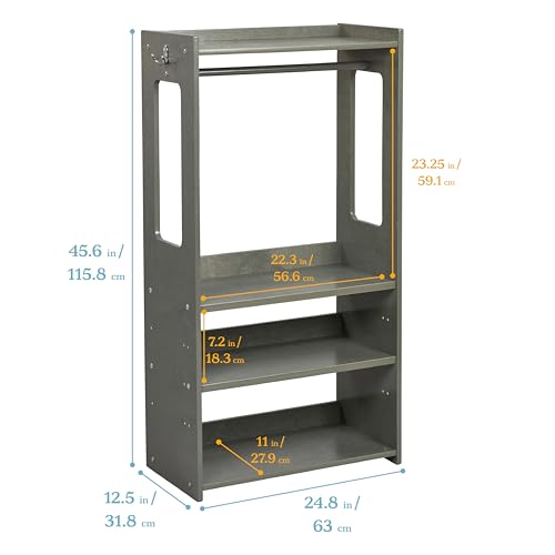 ECR4Kids TrendiTot Clothing Rack, Kids Wardrobe, Grey Wash