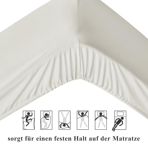 Aisbo Spannbettlaken 180x200cm Bettlaken Boxspringbett - Bett Laken Beige 180x200 aus Premium Mikrofaser… – Ansicht 5