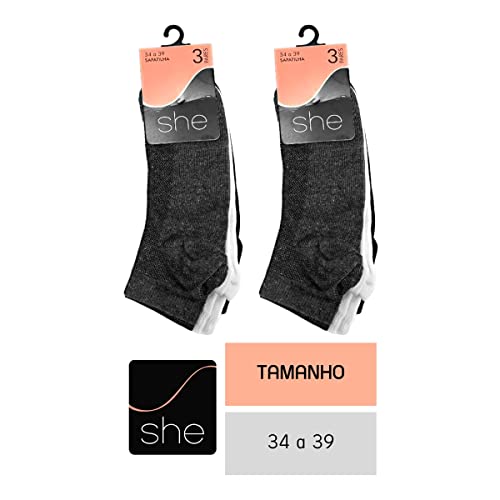 Kit 06 Pares Meias Sapatilha Cano Curto Textura She by Mash