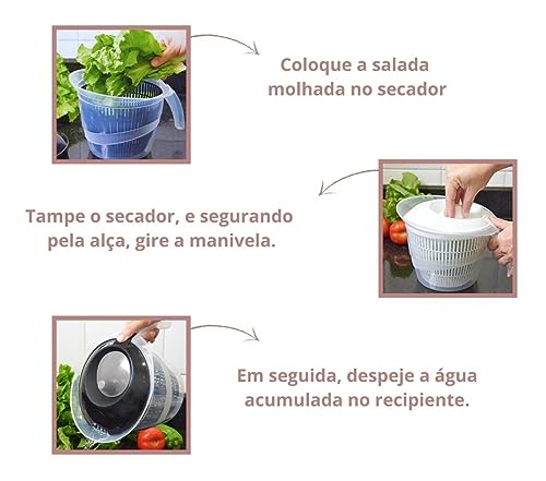 Seca Salada Centrífuga 2.8 L Verduras Folhas Frutas Manual