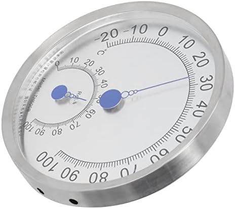 Round Thermometer Stainless Steel Outdoor Thermometer Hygrometer Waterproof Large Weather Thermometer Heat Resistant (Without Holder)