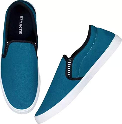 Image of BRUTON Stylish Loafer Sneaker Casual Walking Shoes for Men- Size:9, Blue, Firozi