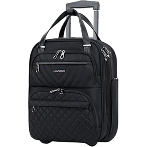 KROSER Handgepäck Koffer Trolley 40cm, Carry On Untersitzer Multifunktional 16-Zoll Leichter Über-Nacht-Koffer für Frauen, Schwarz