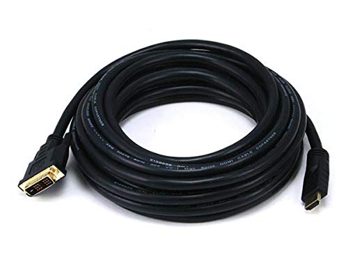 Monoprice Standard HDMI to DVI Adapter Cable - 26AWG, CL2 in-Wall Rating, with Ferrite Cores, 720p, x.v.Color, 25 Feet, Black