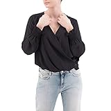 Wickeloptik Scotch & Soda Maison Damen Wickeltop Bluse, Schwarz (Black 0008), Large