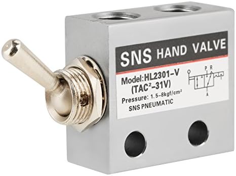 SNS Pneumatic 3 Position 2 Port Toggle Switch G1/8 Pneumatic Mechanical Valve HL2301 Pressure 1.5-8kgf/cm²