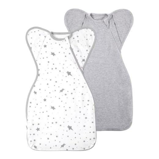 Knirose Swaddle Blanket Sleep Sack with Arms Up Design Help Baby Self-Soothing 2 Packs, 3-Way Transitions to Arms-Free Wearable Sleeping Bag for Newborn Baby Snug Fit Calms Startle Reflex Better Sleep