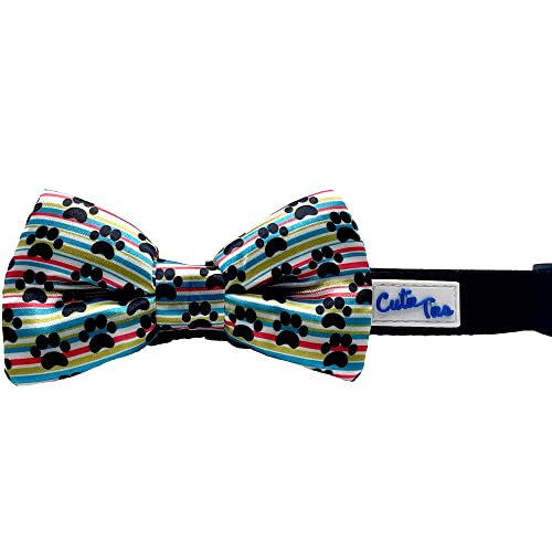 Cutie Ties Dog Bow Tie Paw Print-2" X 4" Premium Quality Bow Ties For Dogs-Fancy Dog Tie With Slip Over Elastic Bands-Cute Dog Tie Fits Most Collars-Dog Tie For All Breeds (Paw Print) #TOP23