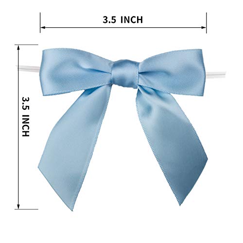 7Rainbows 30Pcs Boutique 3.5" Light Blue Satin Ribbon Twist Tie Bows For Tying Up Packages Gift Wrapping #TOP1