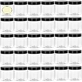 TUZAZO 8 Oz Plastic Container Jars with Lids and Labels BPA Free, 36 Pack Empty Round Clear Cosmetic Slime Jars for Lotion, Cream, Body Butter, Sugar Scrub, Makeup, Travel Storage
