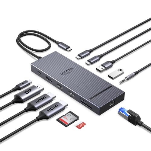 UGREEN Laptop Docking Station 12-in-1 Triple Display 2HDMI+DP USB C Hub