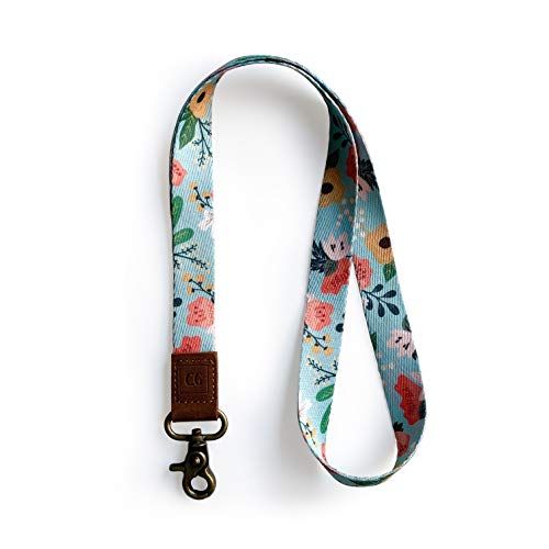 Lanyard Keychain - Lanyard for Keys for Women, Men, Teacher Lanyard - Keychain Lanyard with Vibrant Color, Durable Metal Key Lanyard Clip (Blue Floral)