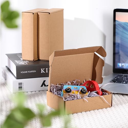 Qilery 100 Pcs Shipping Boxes Cardboard Christmas Gift Boxes Corrugated Cardboard Boxes Mailer Packaging Box for Xmas Mailing Small Business Present(5.91 x 3.94 x 1.57 Inches,Brown)